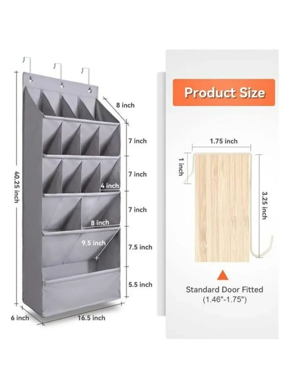 Over Door Shoe Organizer Hanging Rack 15 Pocket Closet Wall Storage Holder